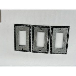 AMERTAC Switch Plates 3 Metal Single Rocker Toggle Flush  Mount Rustic Silver Bl